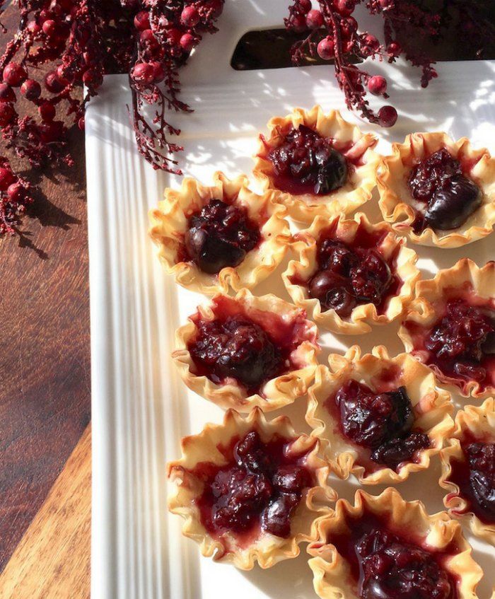 brie and dark cherry phyllo cups