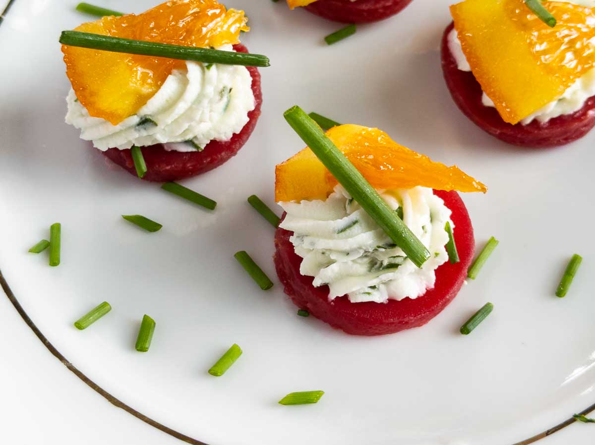 beet and goat cheese bites