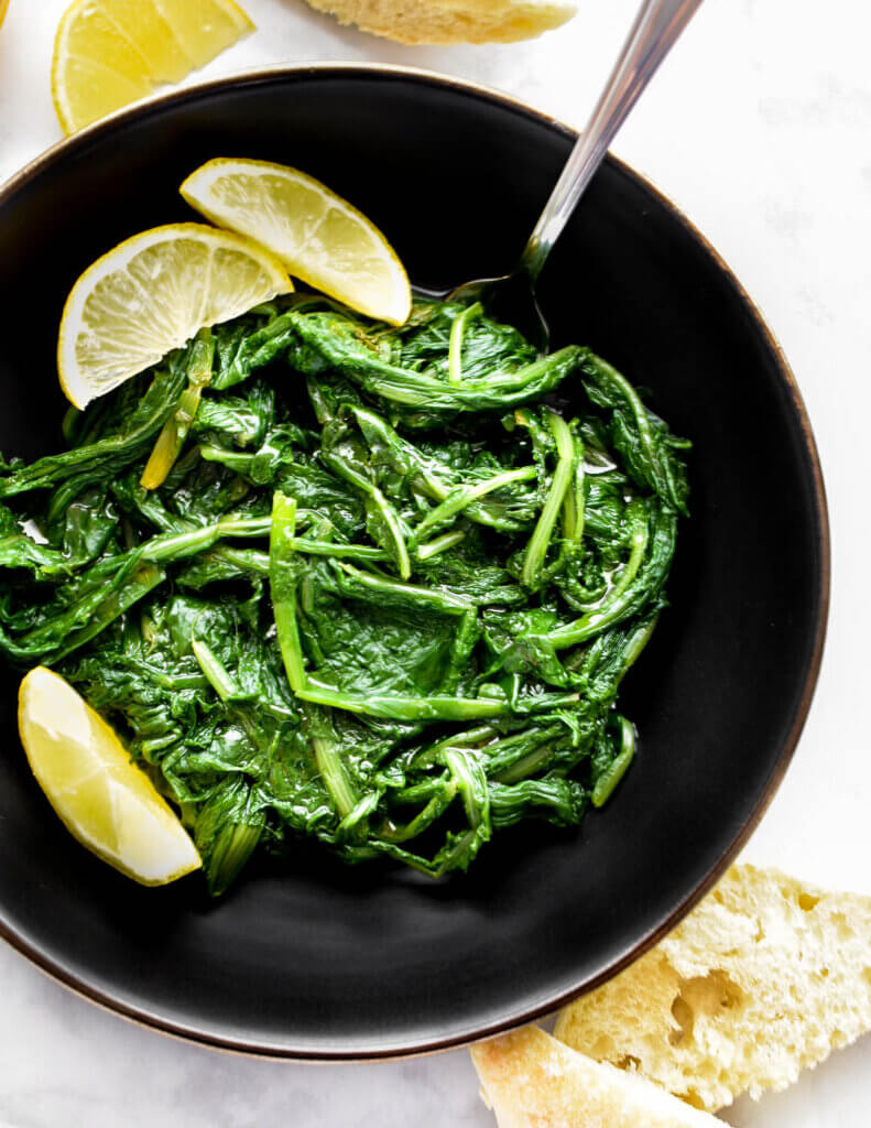 boiled leafy greens