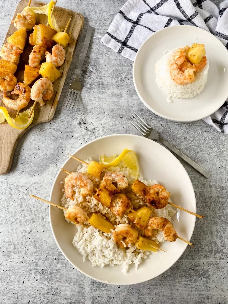 Honey Garlic and Pineapple Shrimp Skewers