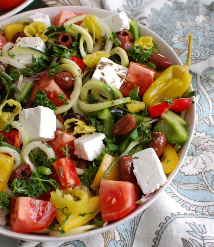 spiralized greek salad