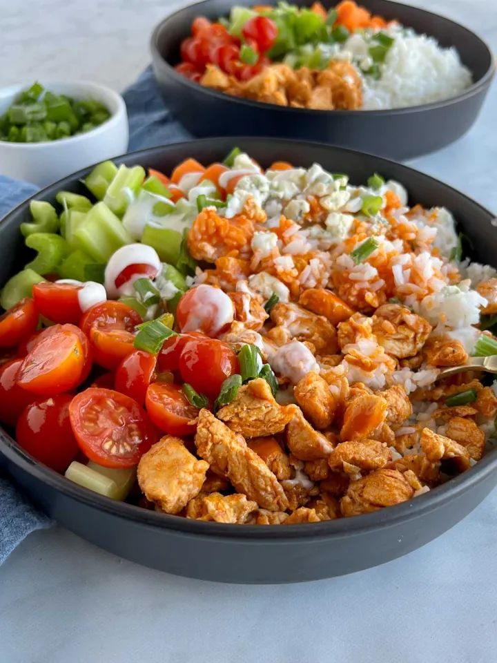 buffalo chicken and rice bowls