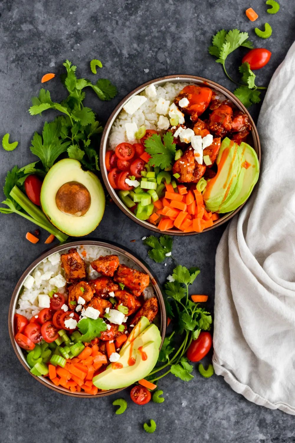 buffalo chicken and rice bowls