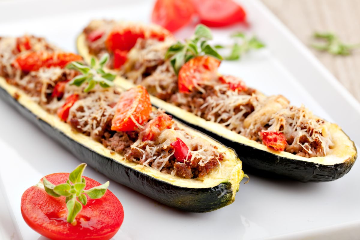 veal and parmesan stuffed zucchini