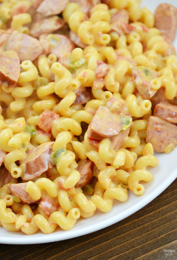 cheesy kielbasa pasta skillet