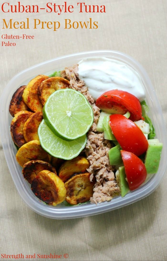 cuban style tuna meal prep bowl