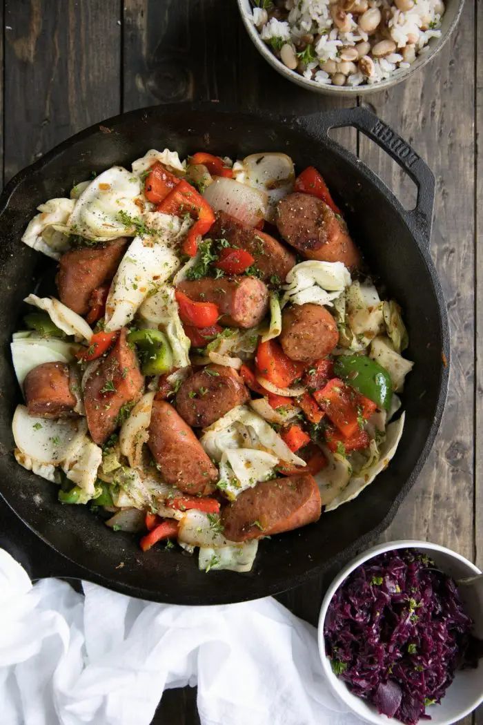 skillet kielbasa with peppers