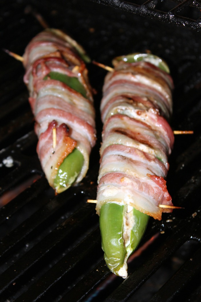 grilled bacon wrapped stuffed peppers