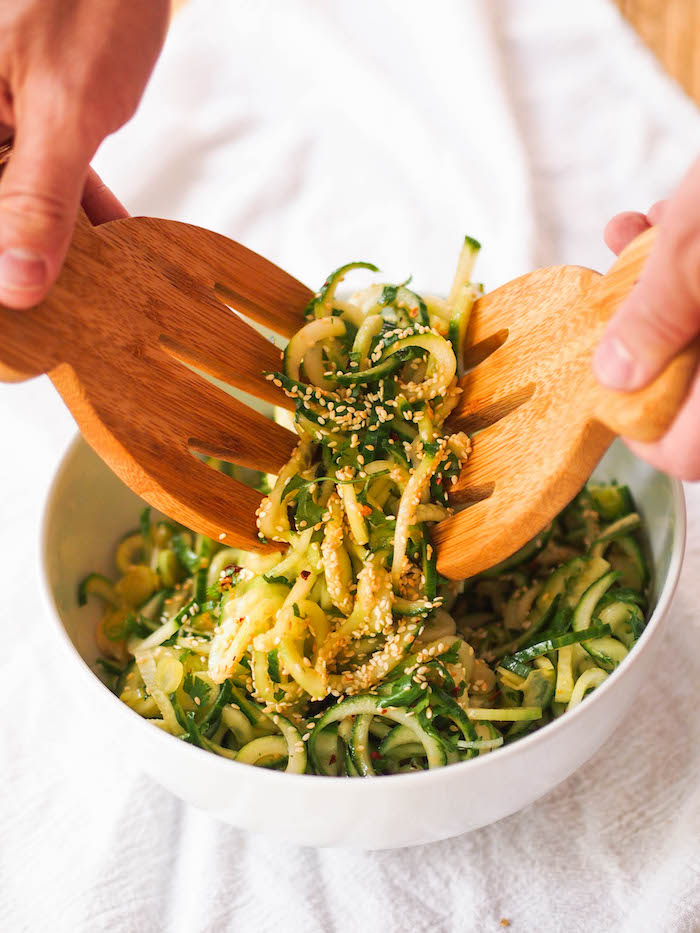 spiralized cucumber salad