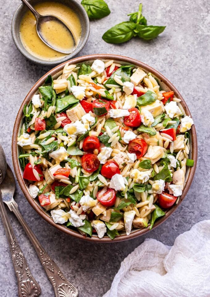 spinach orzo chicken salad