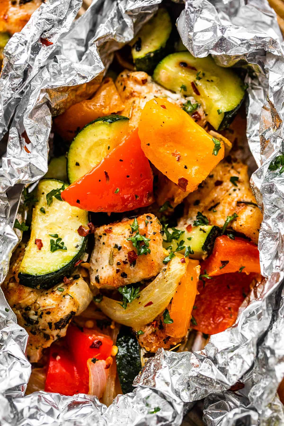 chicken and vegetables foil packet