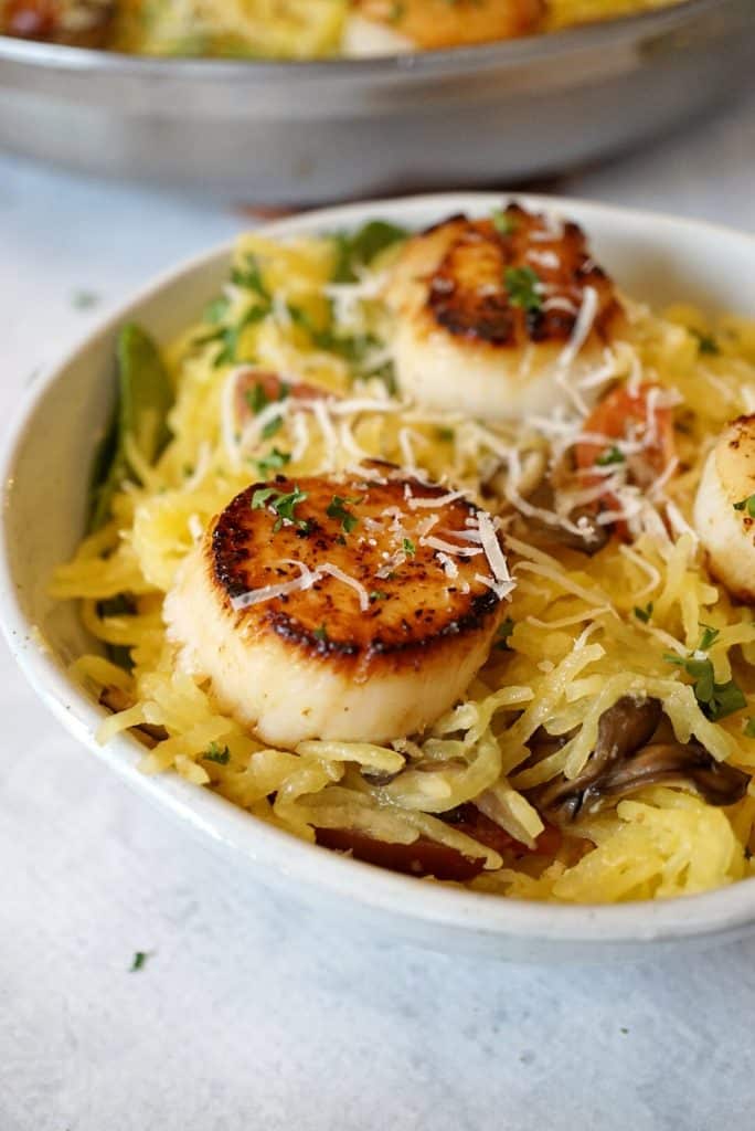 seared scallops and spaghetti squash