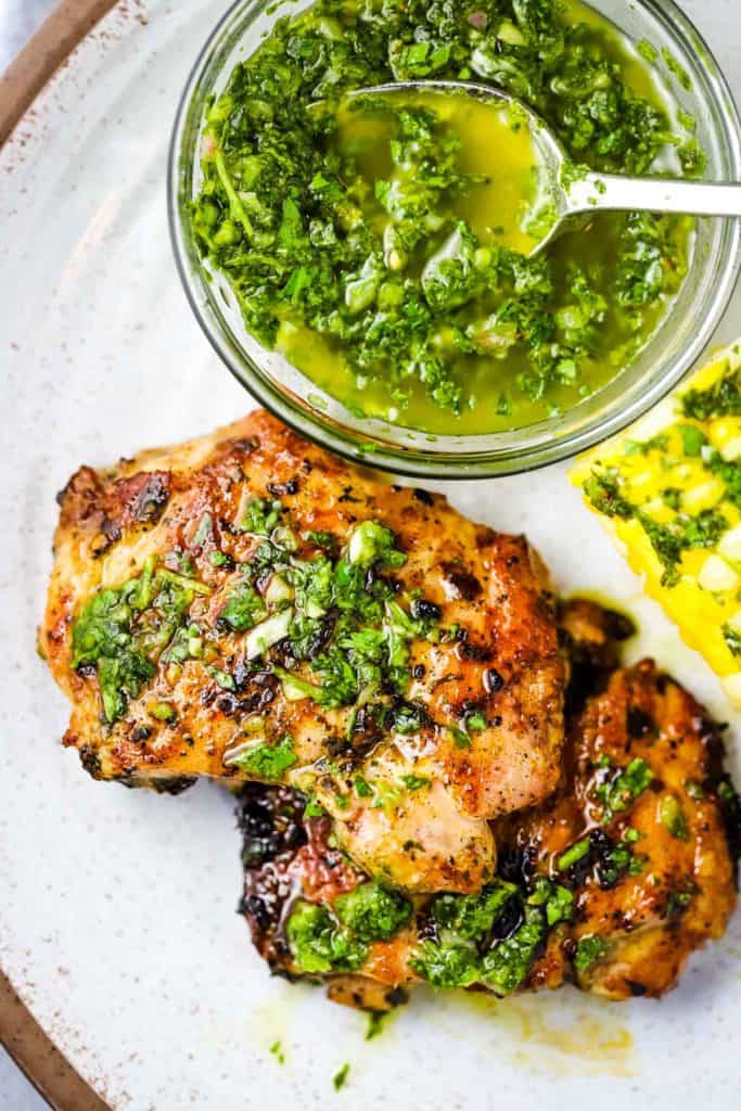 grilled chicken thighs with chimichurri