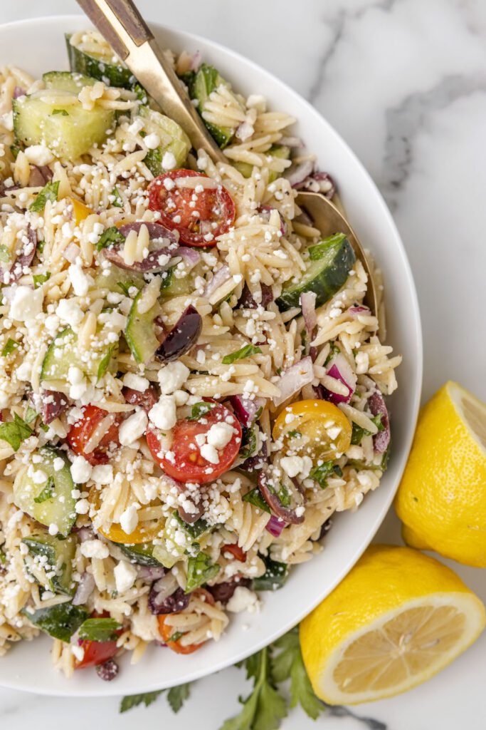 Greek lemon orzo salad with feta