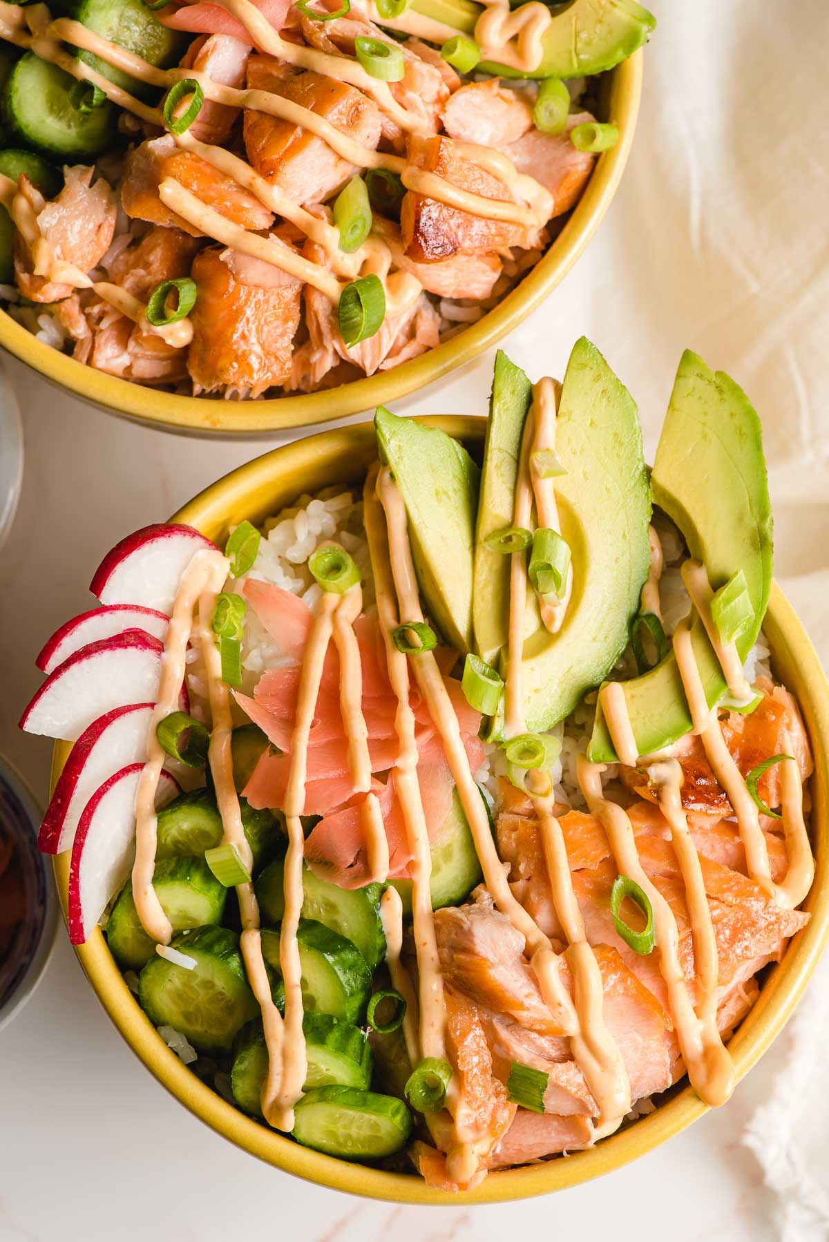 salmon sushi bowls