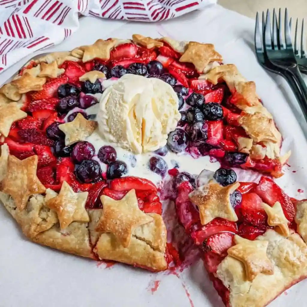 blueberry and strawberry galette