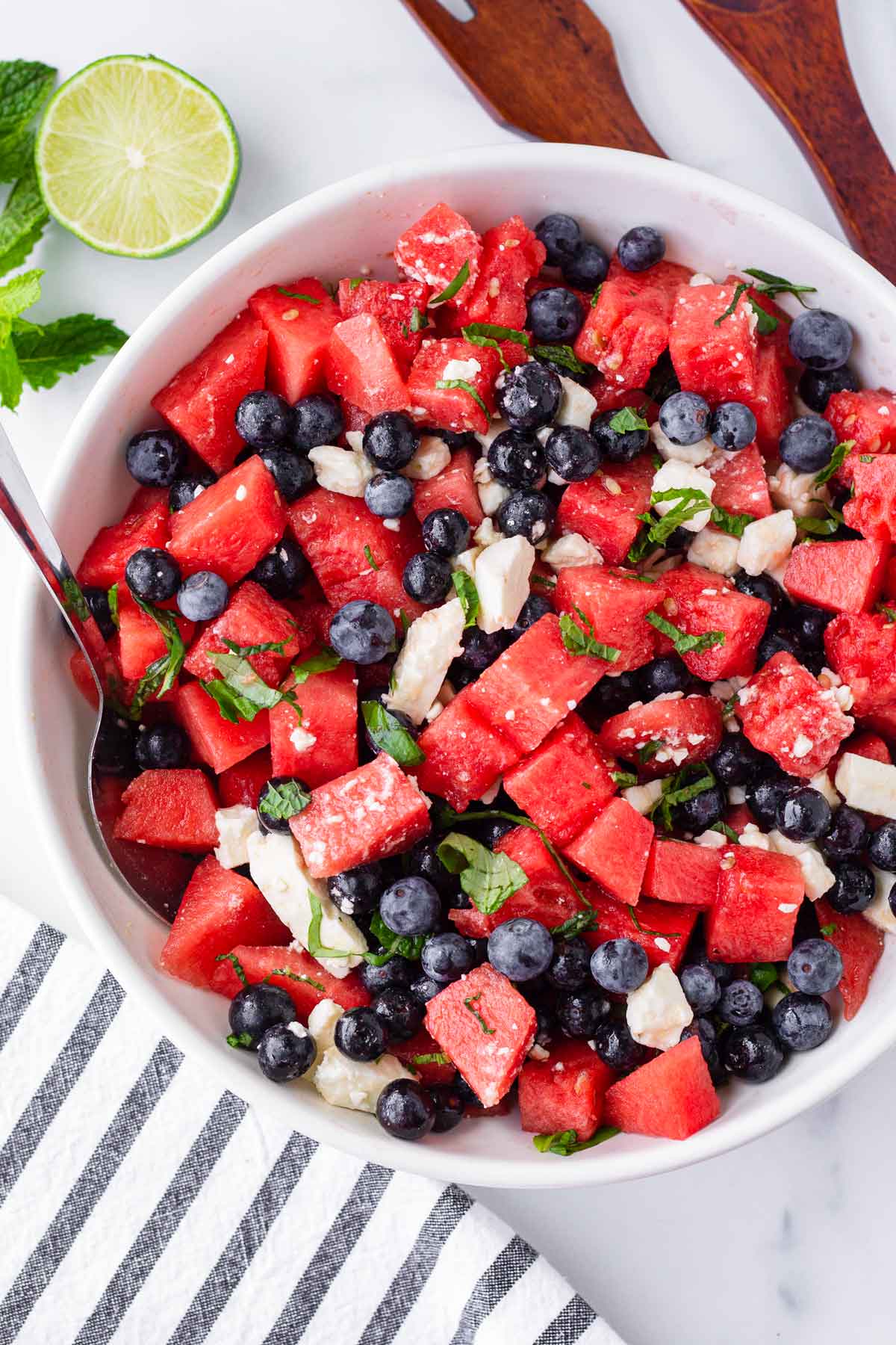 watermelon blueberry feta salad