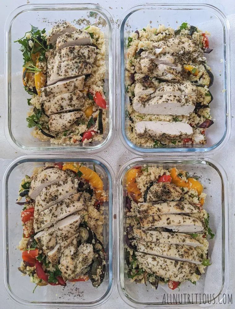 baked herb chicken breast and couscous