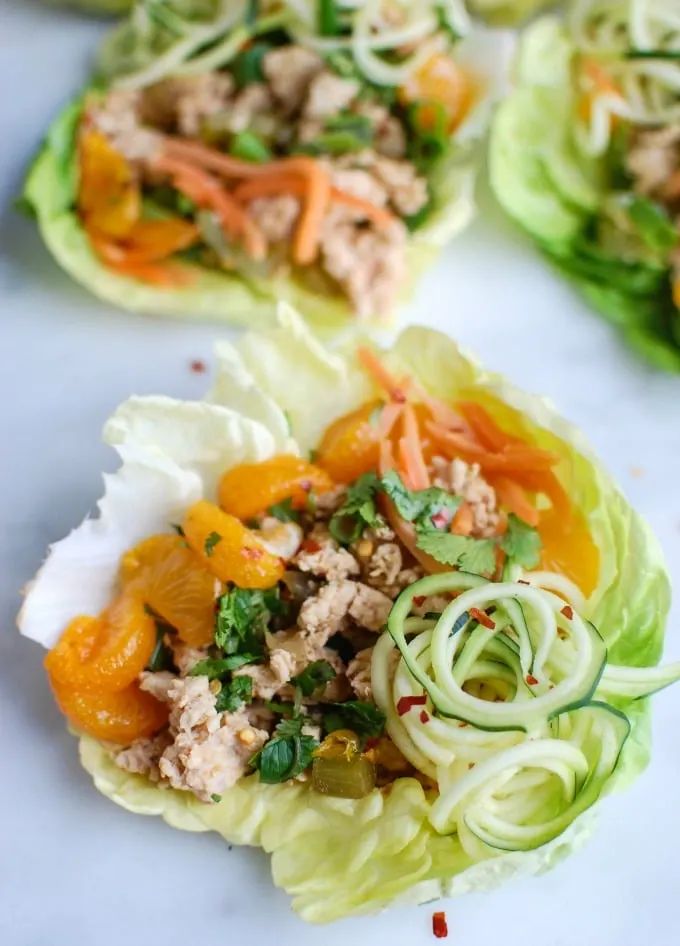 Asian chicken noodle lettuce wraps 