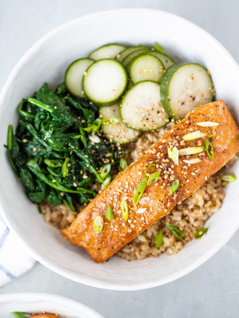 miso glazed salmon bowl