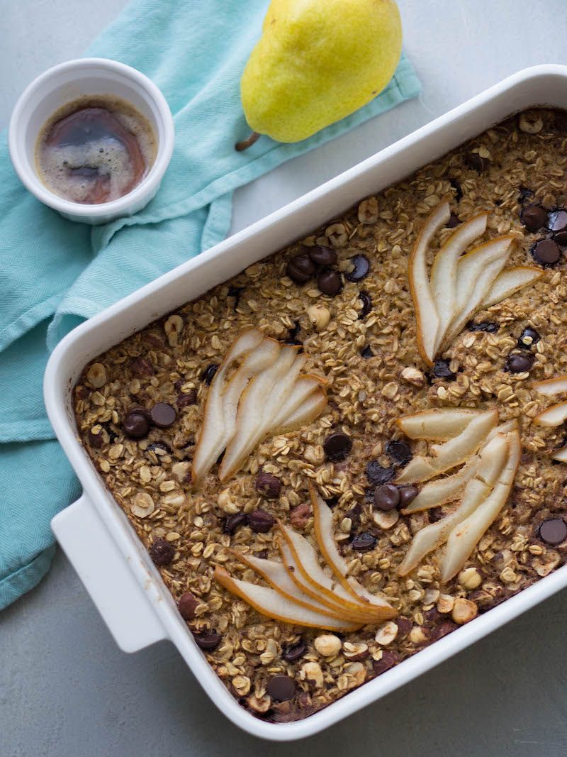 pear and dark chocolate baked oatmeal