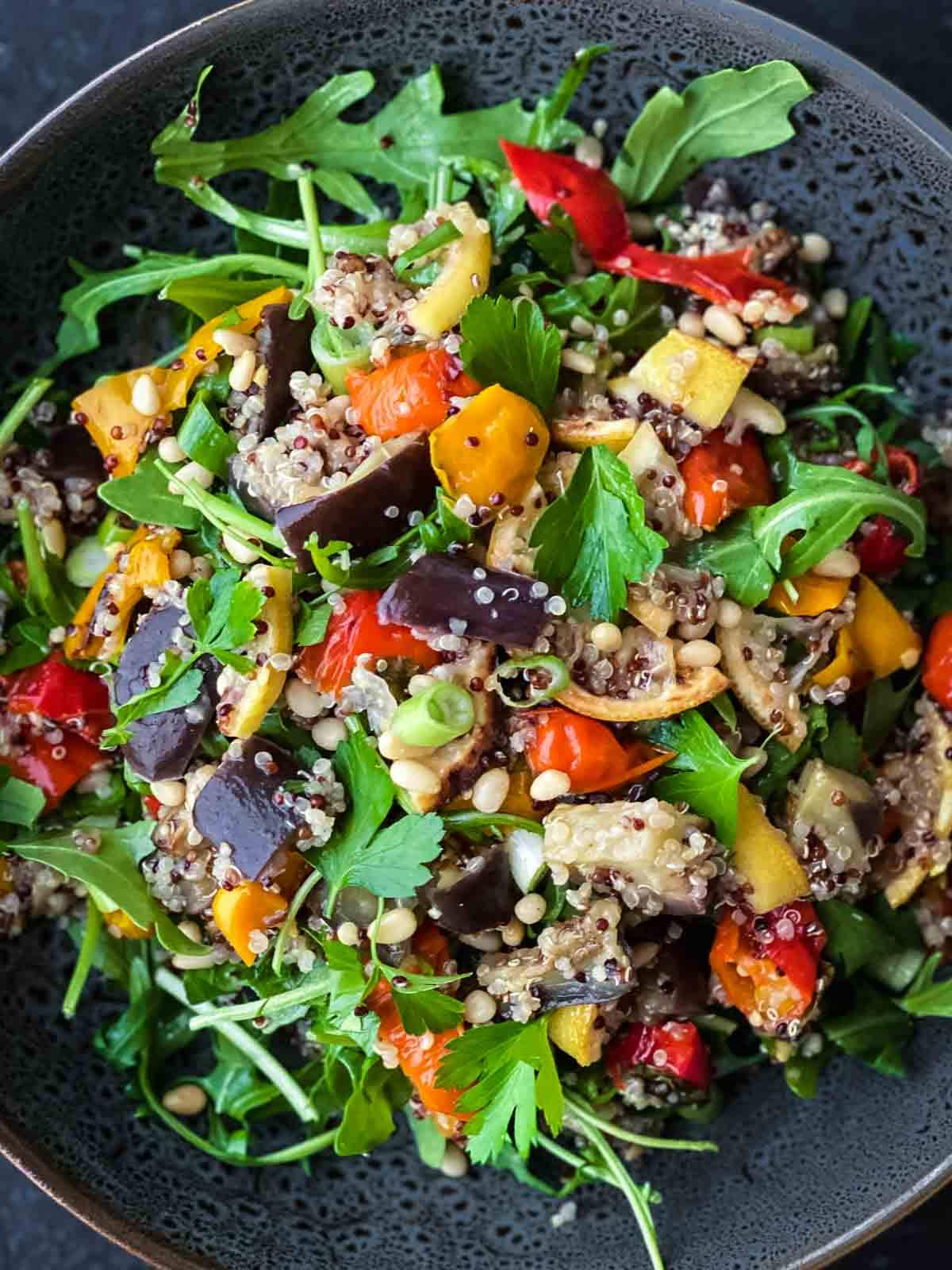 quinoa salad and roast vegetable