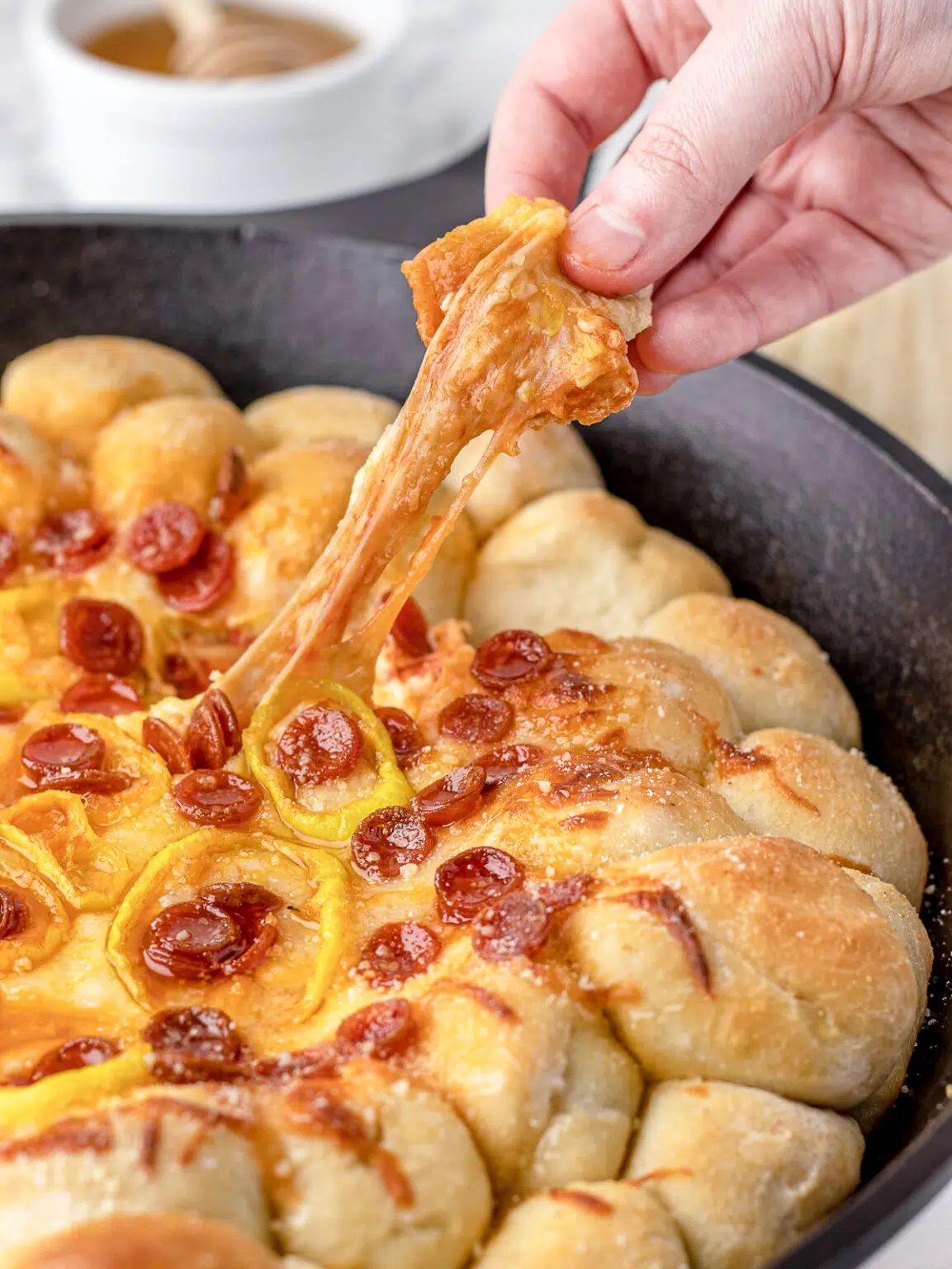 pizza dip with pizza dough balls