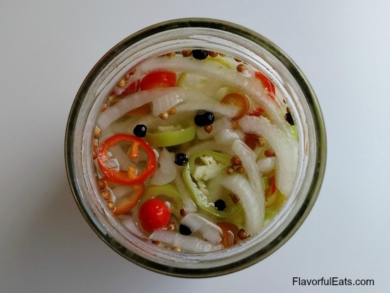 pickled hot banana peppers and onions