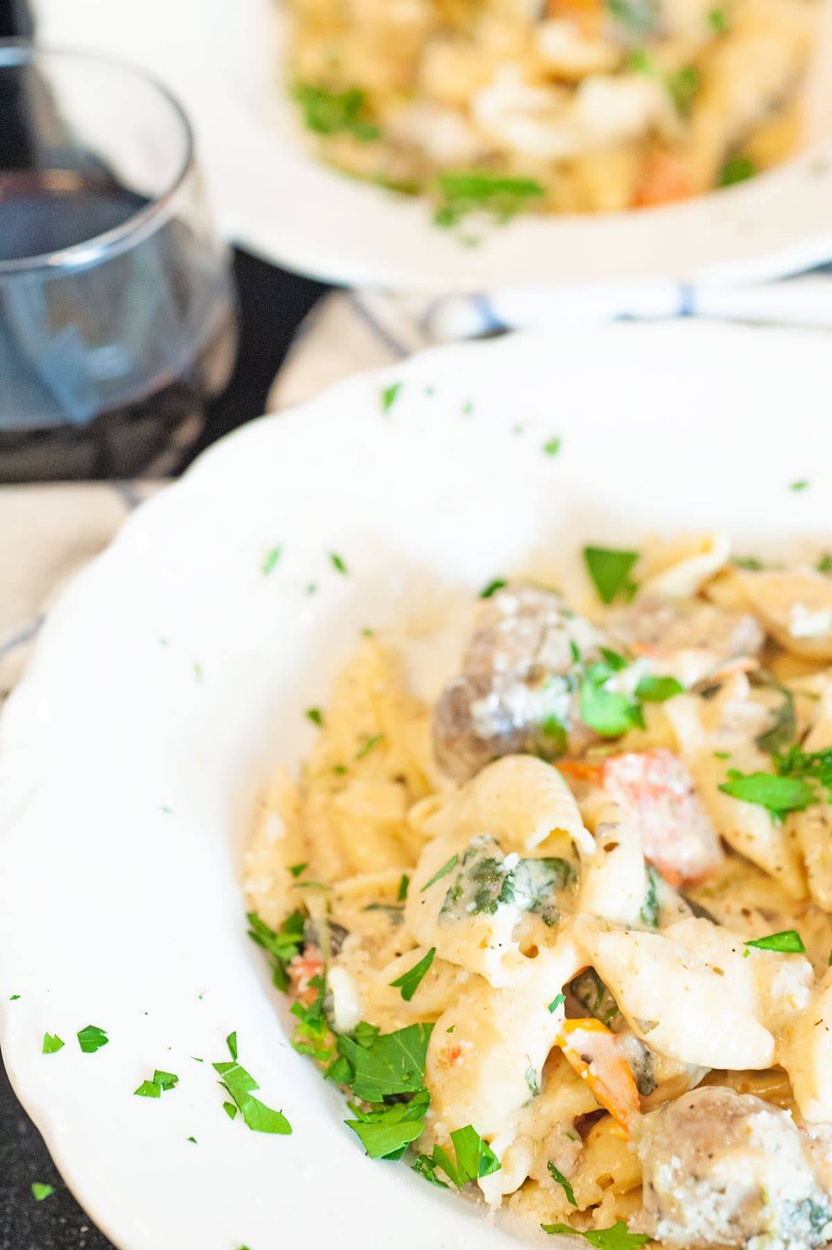 Italian sausage and pasta shells