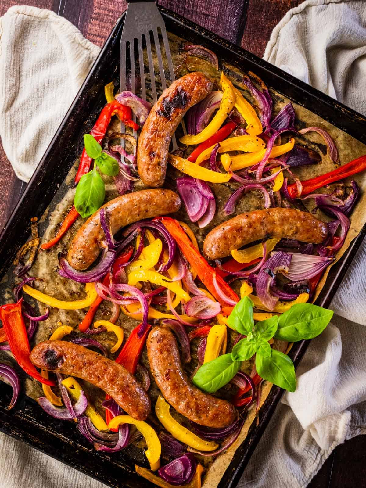 baked sausage and peppers