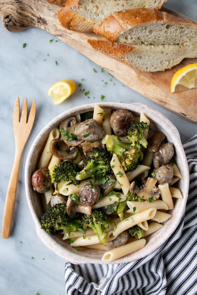 roasted sausage and broccoli pasta