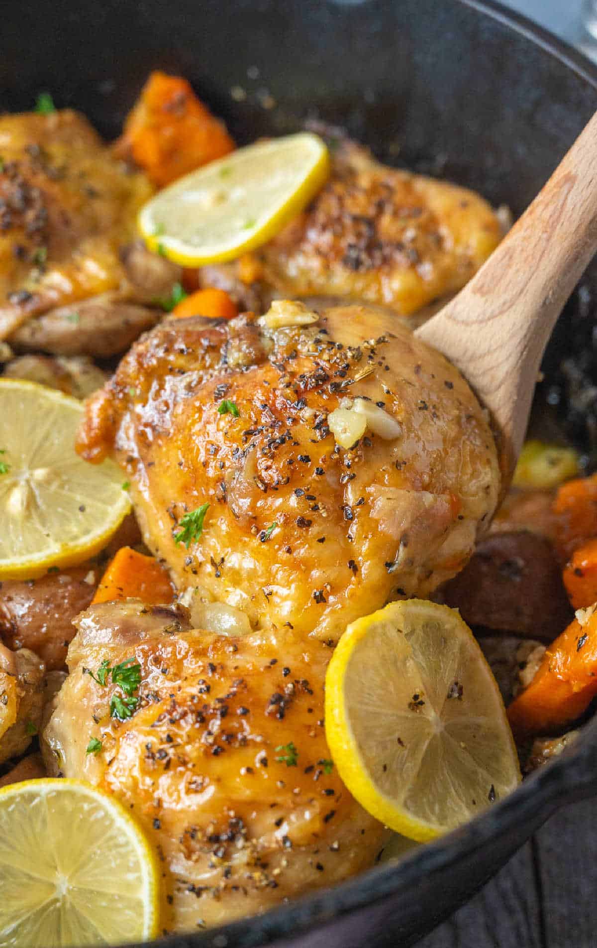 garlic herb roasted chicken and potatoes