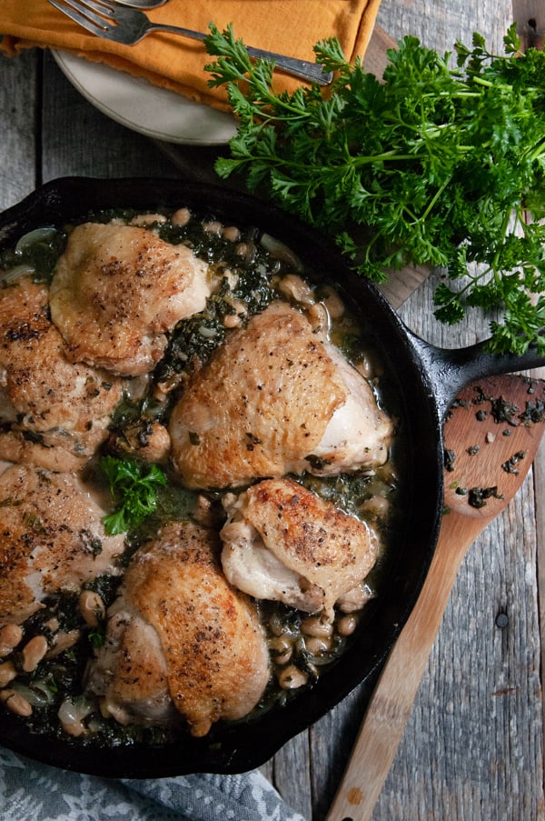 braised chicken thighs with white beans