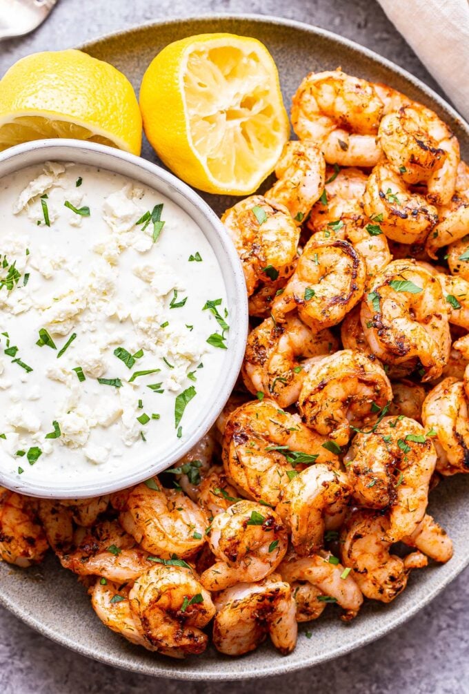 spicy shrimp with feta dip