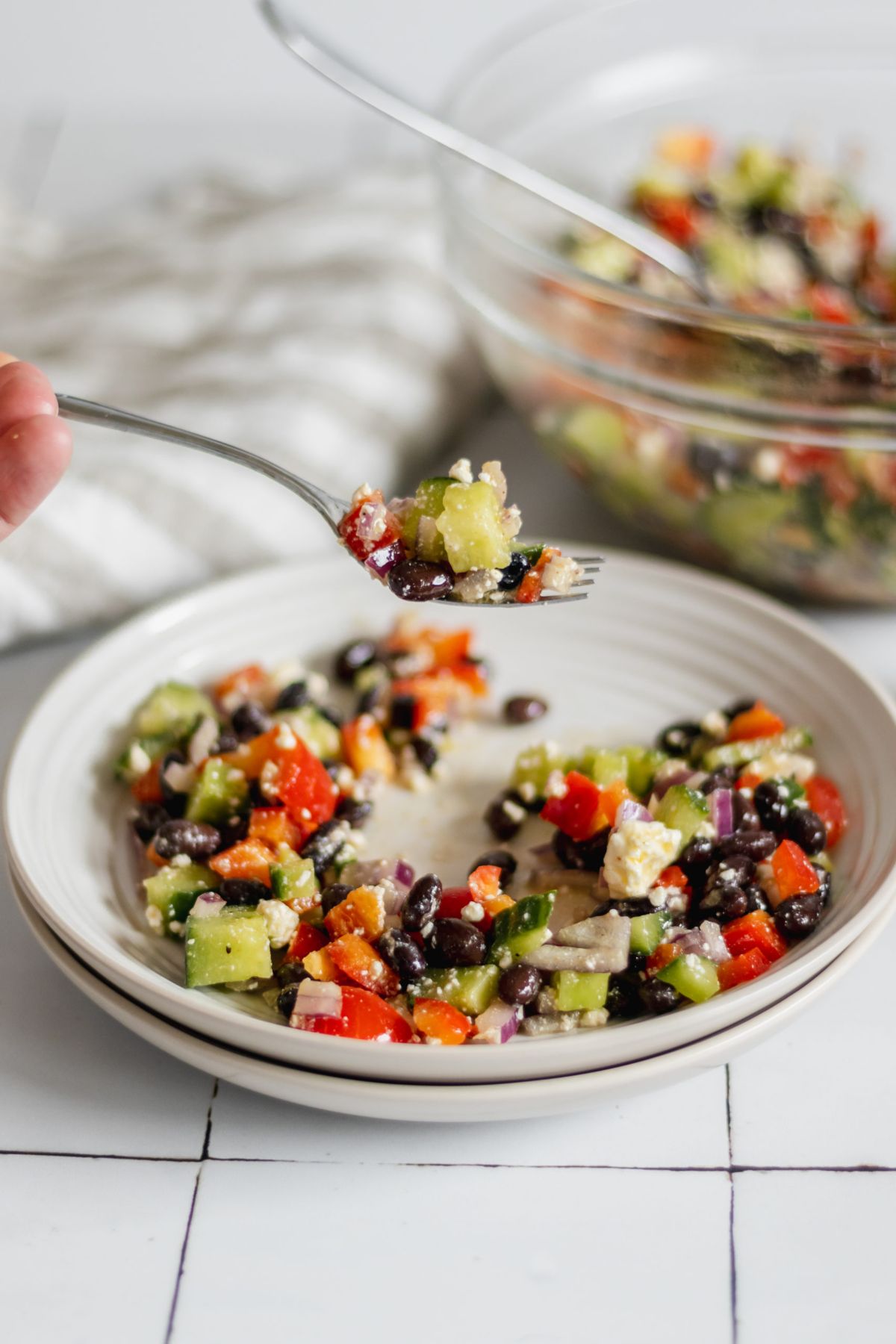 black bean, cucumber and feta salad