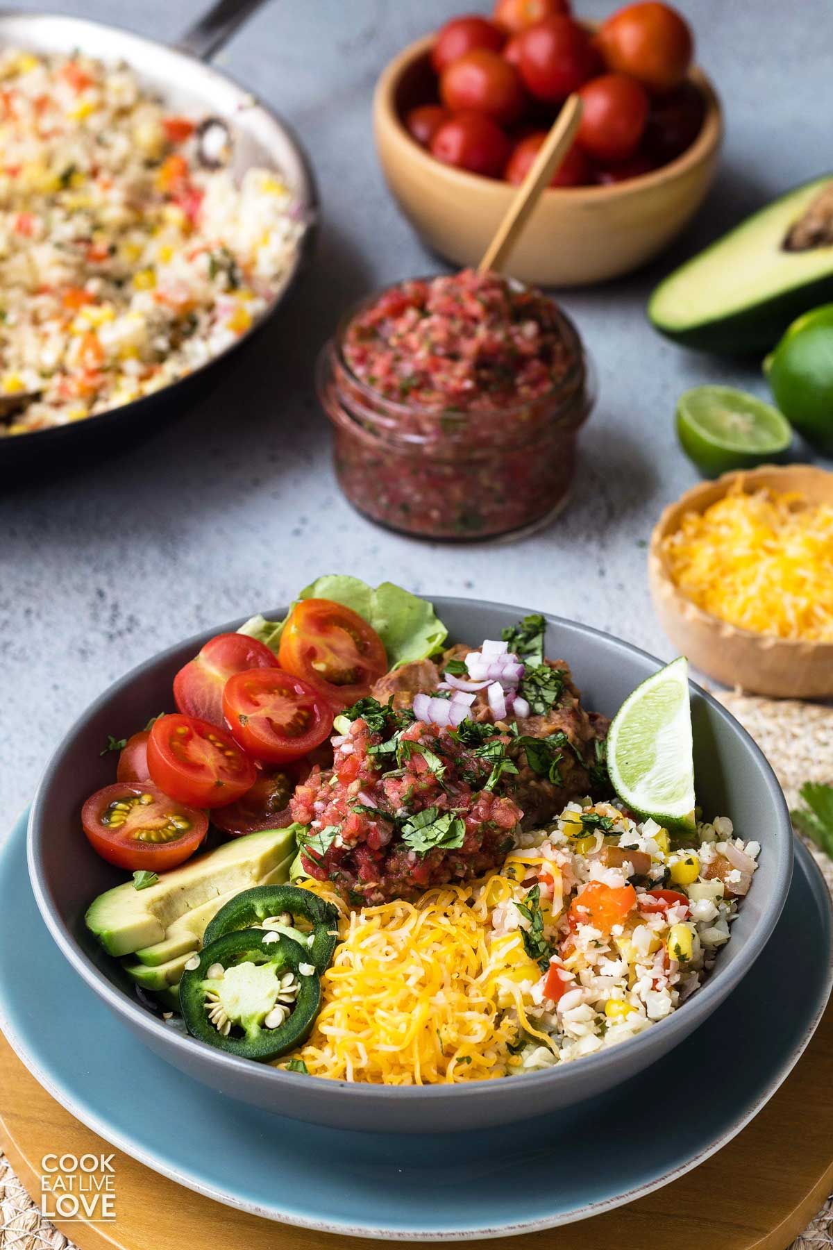 Mexican cauliflower burrito bowl