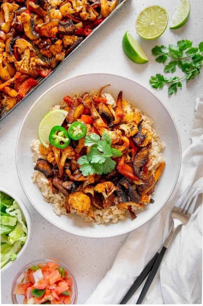 vegan fajita bowl