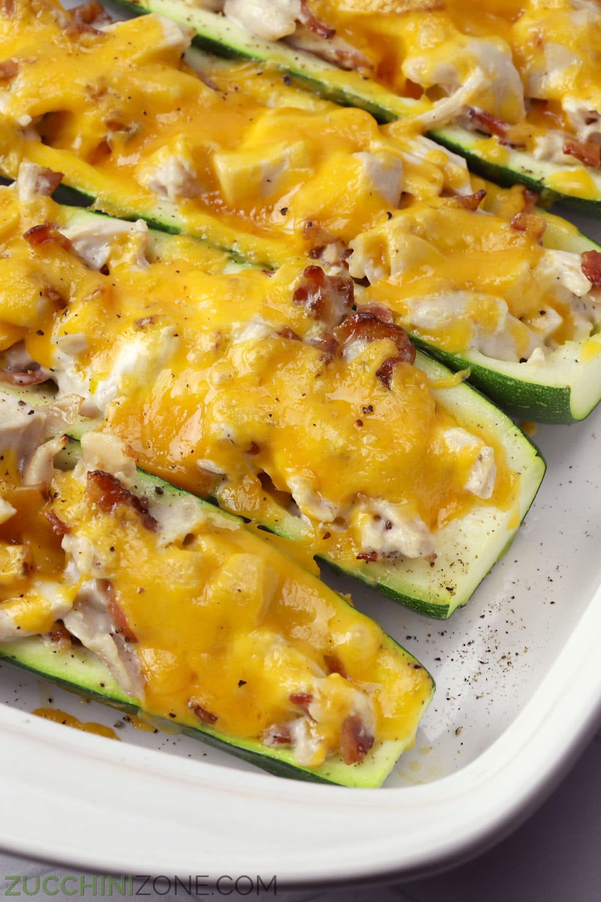 chicken bacon ranch zucchini boats