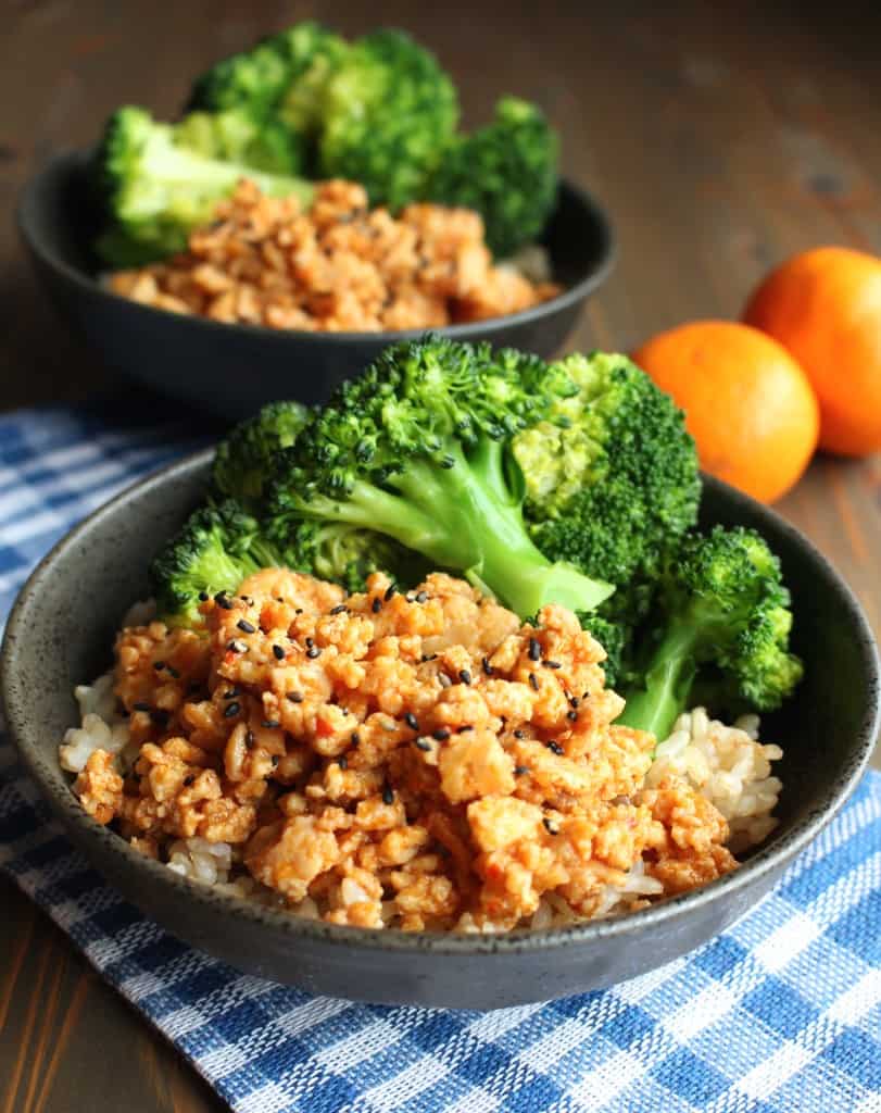 orange chicken rice bowls