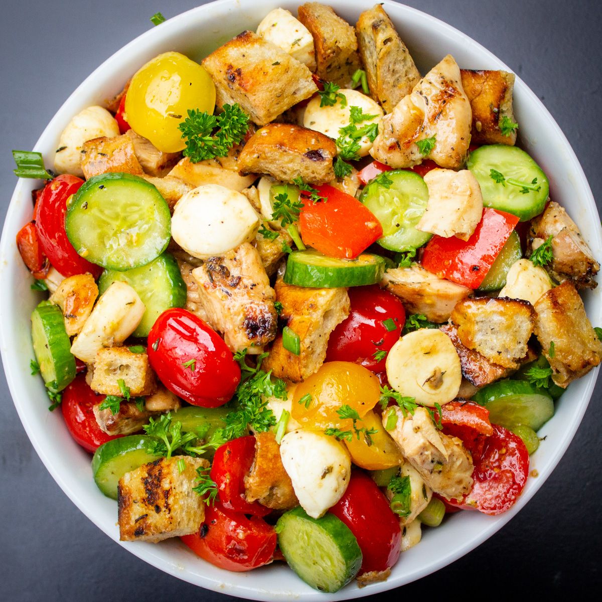 panzanella salad with grilled chicken