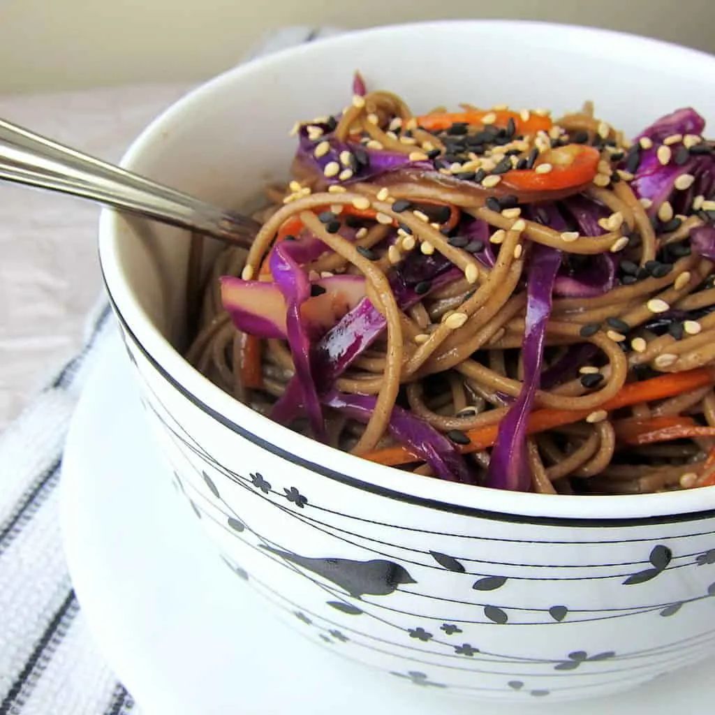 soba noodle and cabbage stir fry