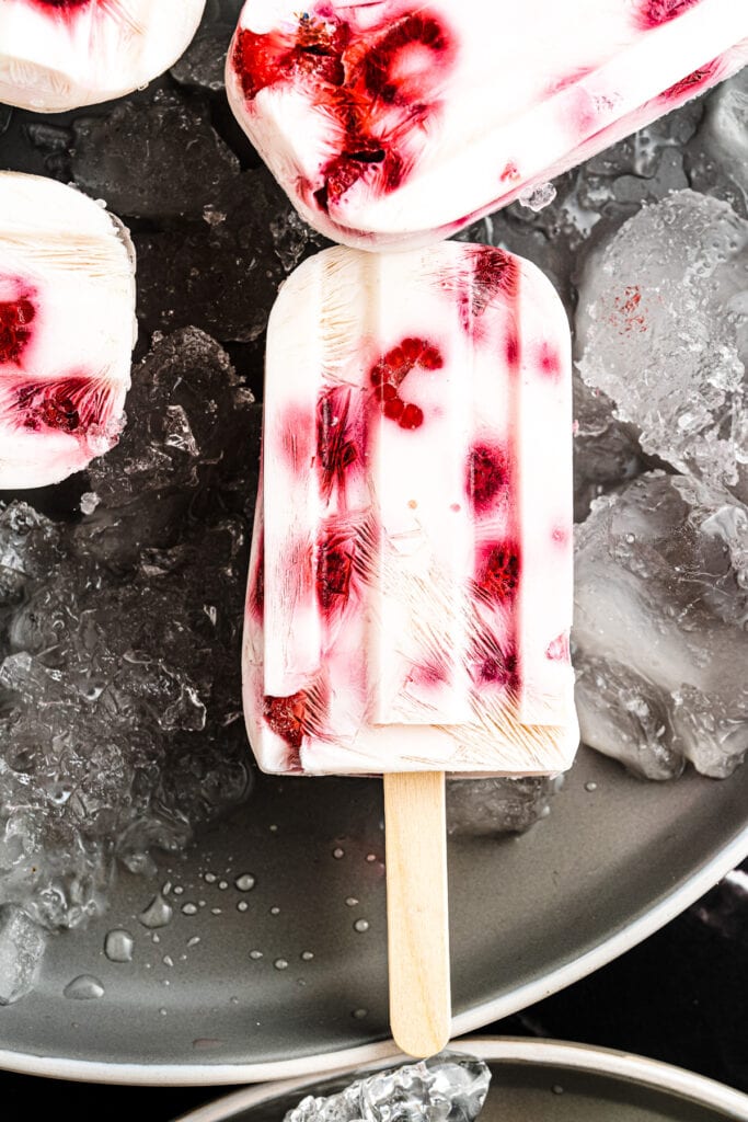 raspberry keto popsicles