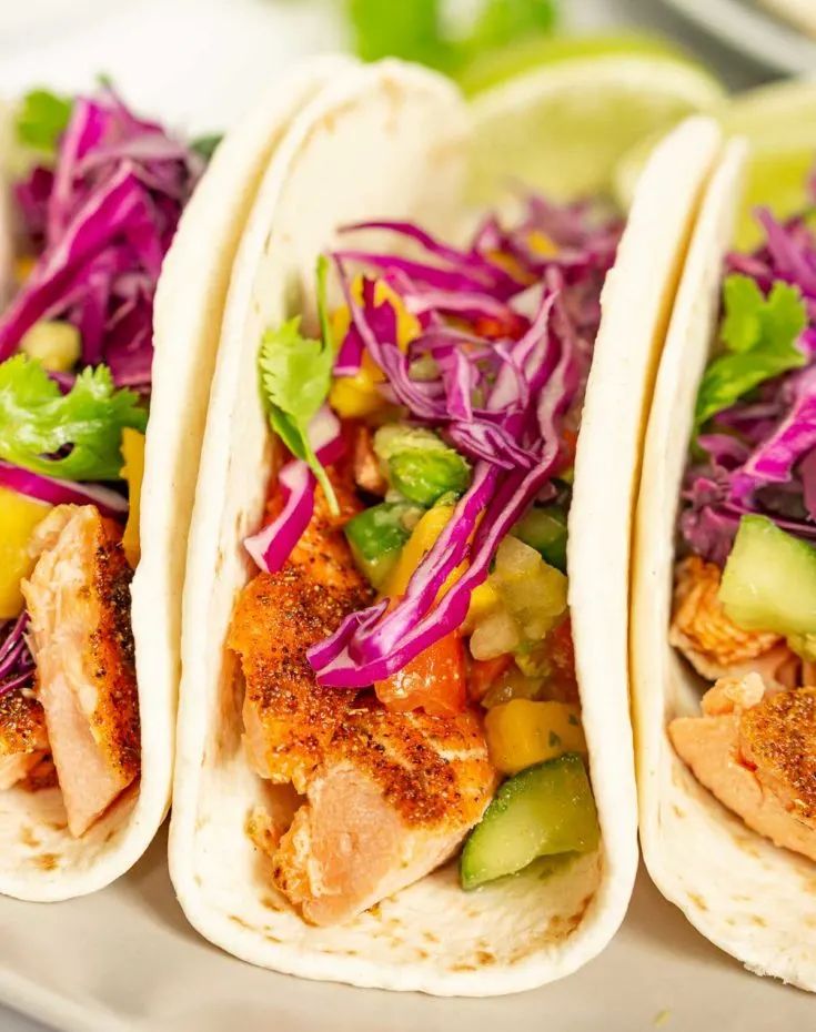 trout tacos with mango salsa