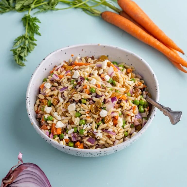 rainbow orzo salad