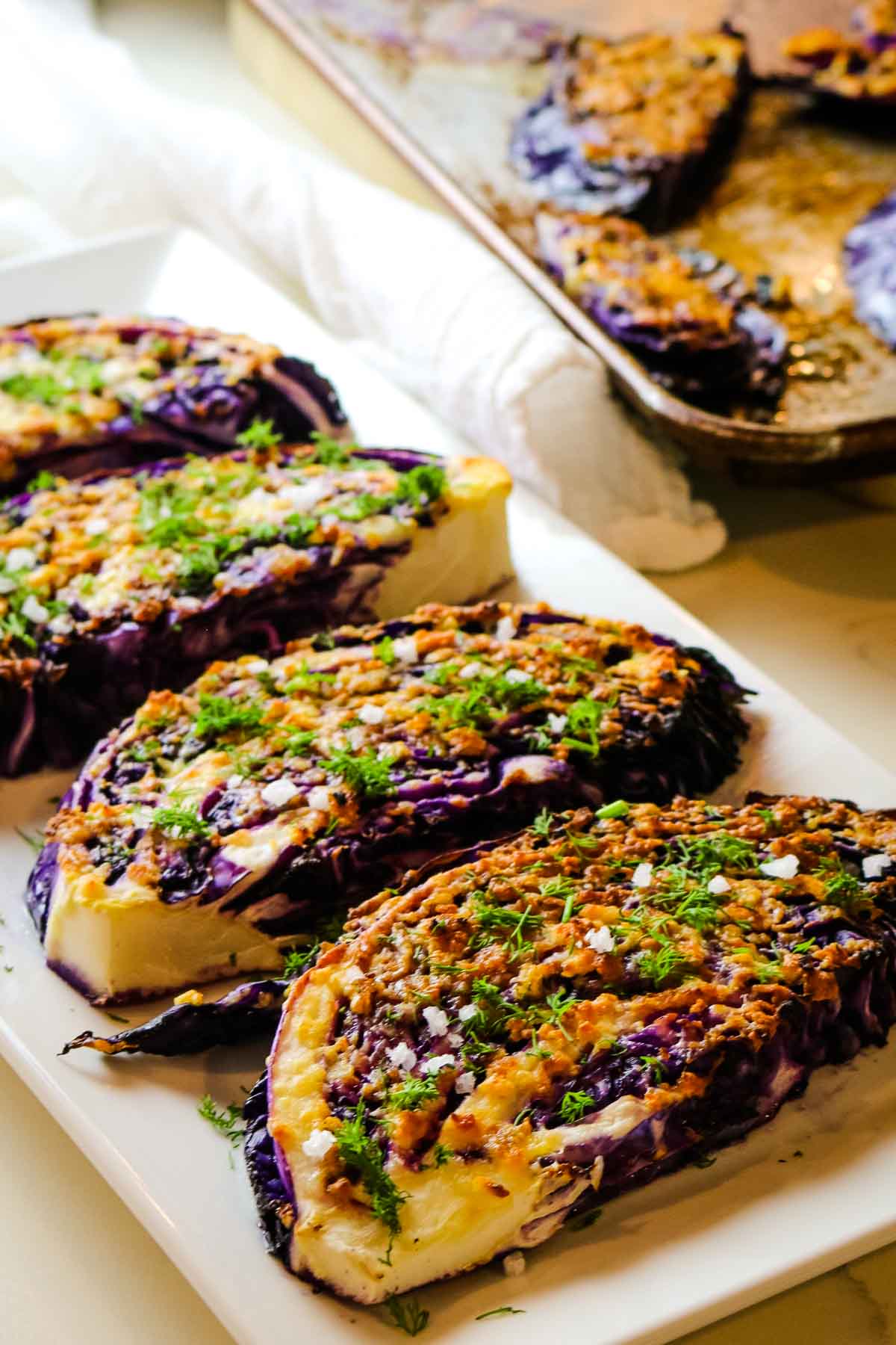 roasted cabbage steaks with garlic