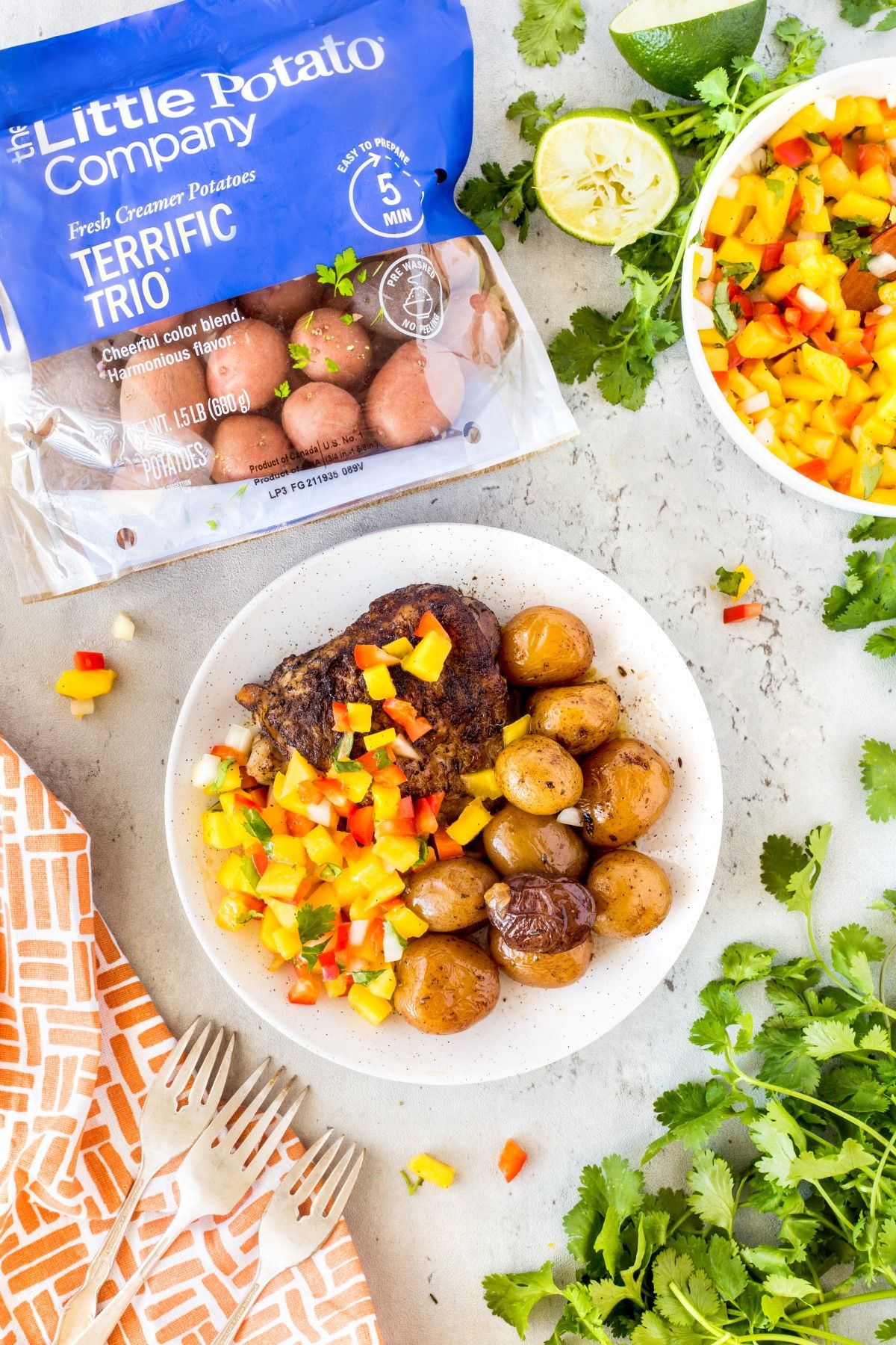 Jerk chicken and little potatoes