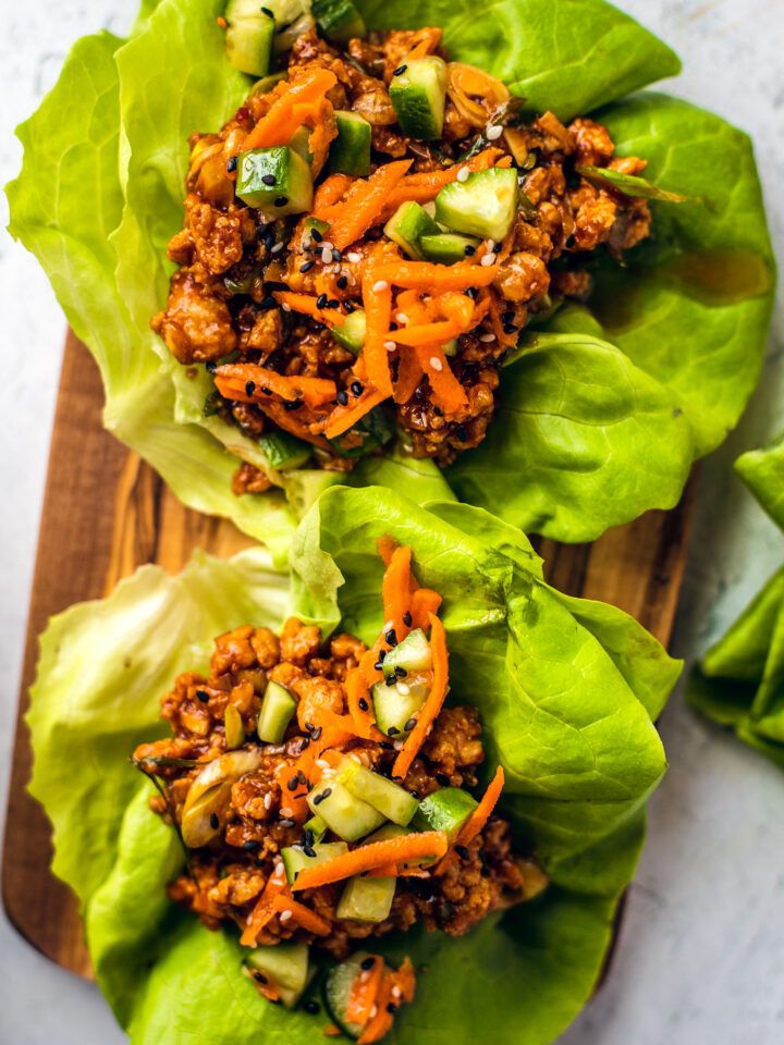 sesame hoisin chicken lettuce wraps