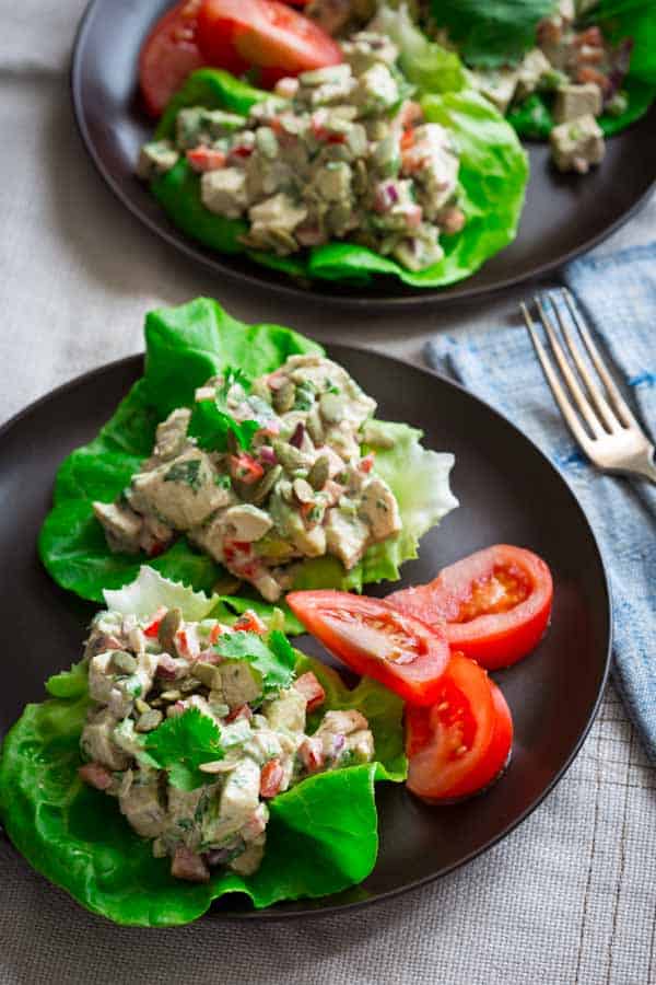 Mexican chicken salad lettuce wraps