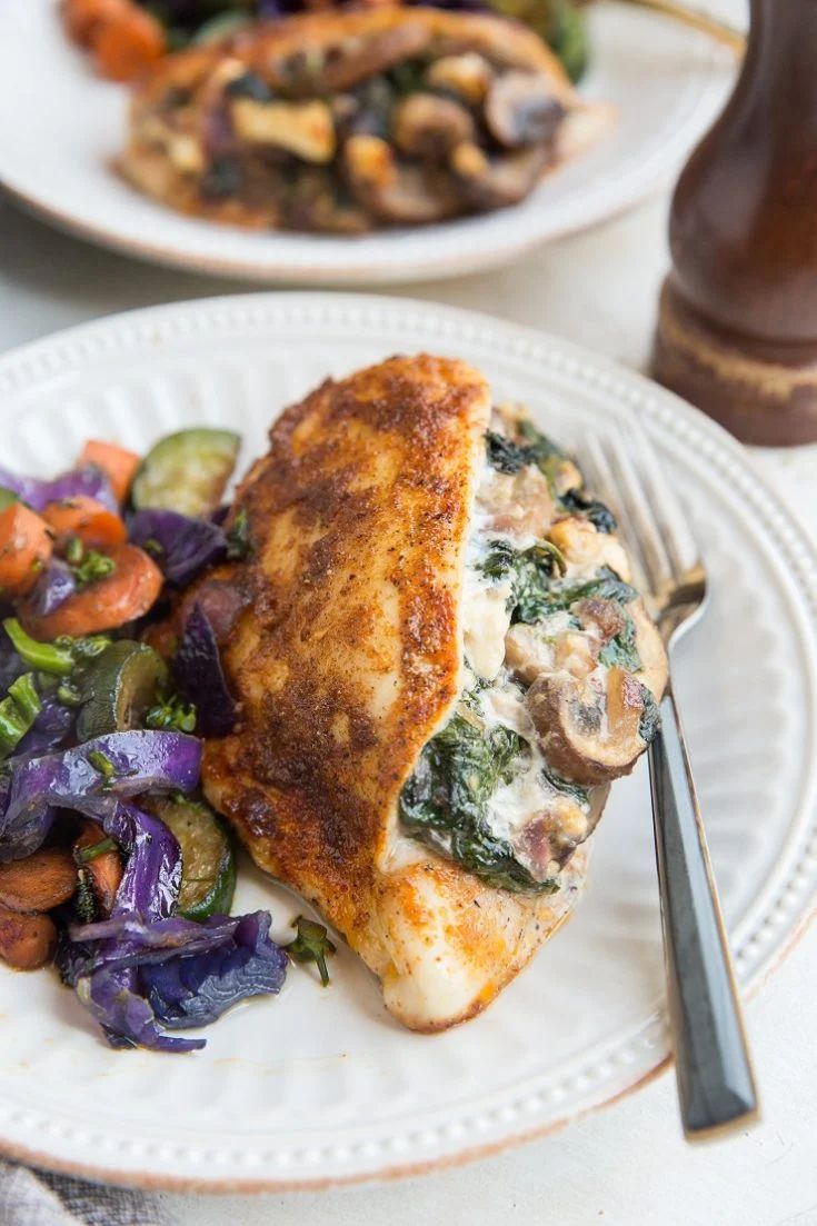 mushroom and spinach stuffed chicken breast