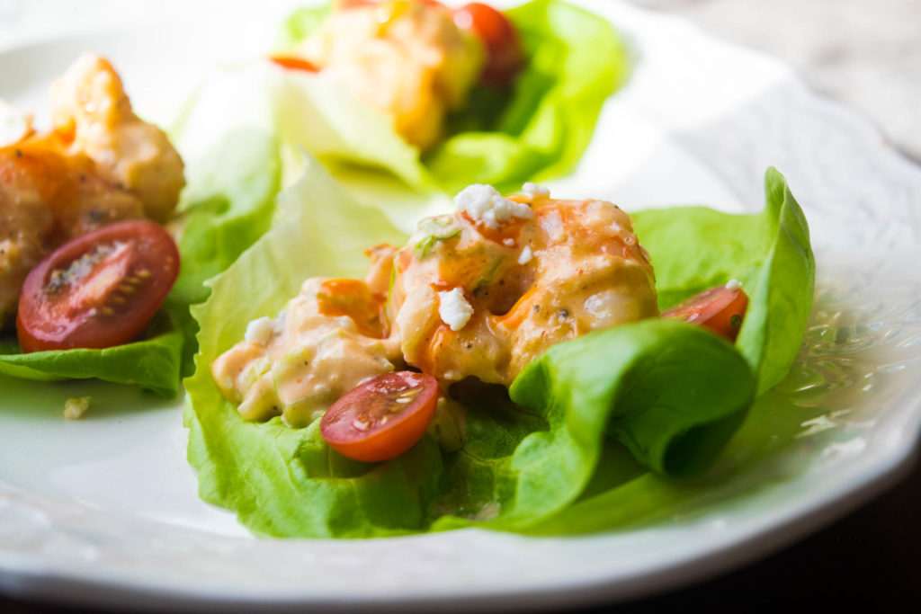 buffalo shrimp salad lettuce wraps